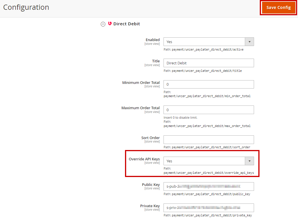 Save configuration