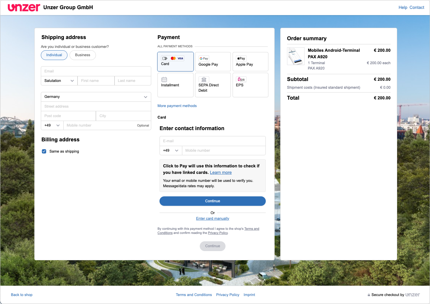 Hosted payment page
